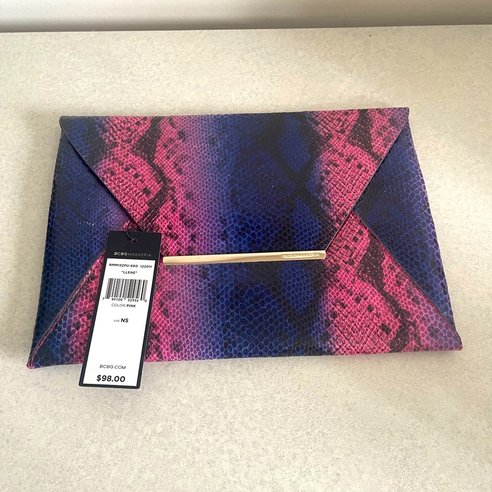 BCBG Envelope Purse Faux Snake Skin *Brand New with Tags*